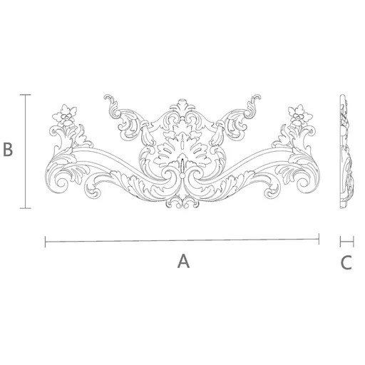 Ornate Oak Pediment with Floral Scrolls